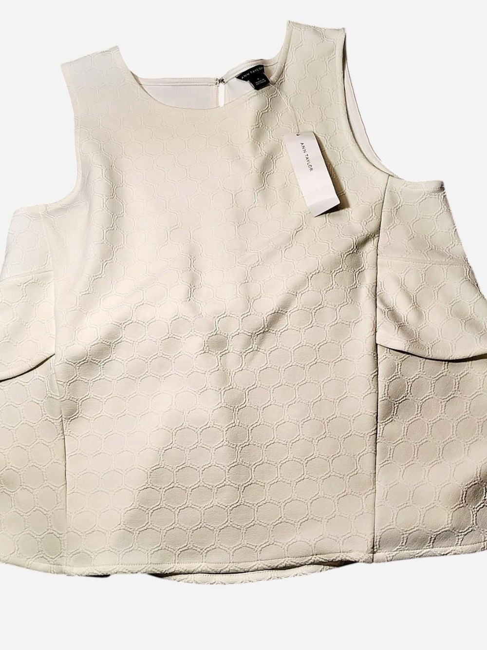 Ann Taylor Ivory Textured Circle Knit Blouse